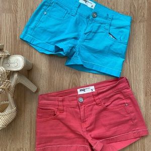 2 pairs of brightly colored jean shorts
